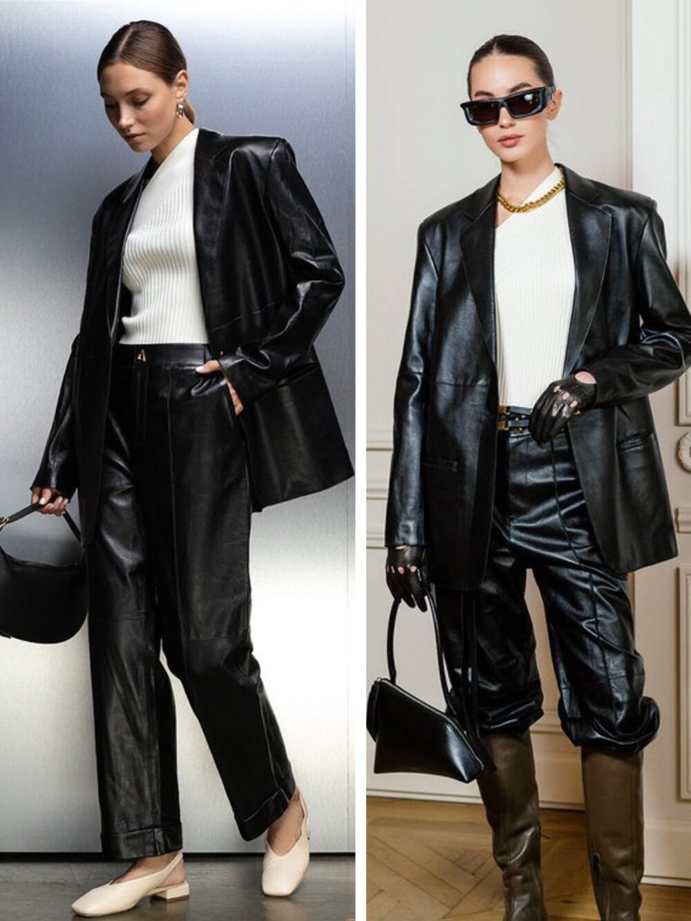AERON Black Leather Pants SMALL